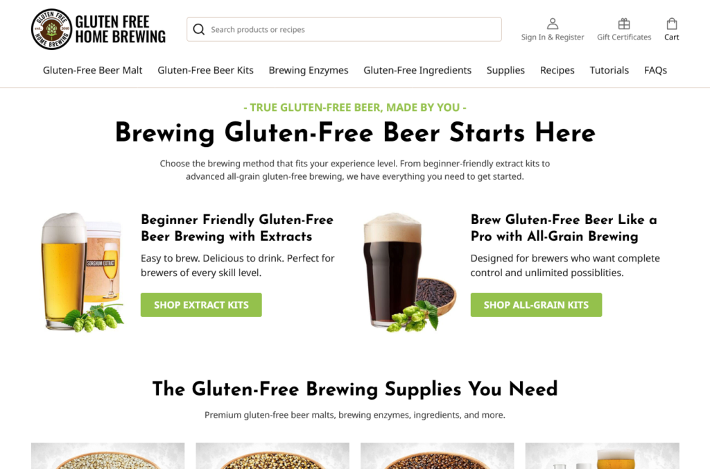 Gluten-Free Home Brewing Migration to BigCommerce